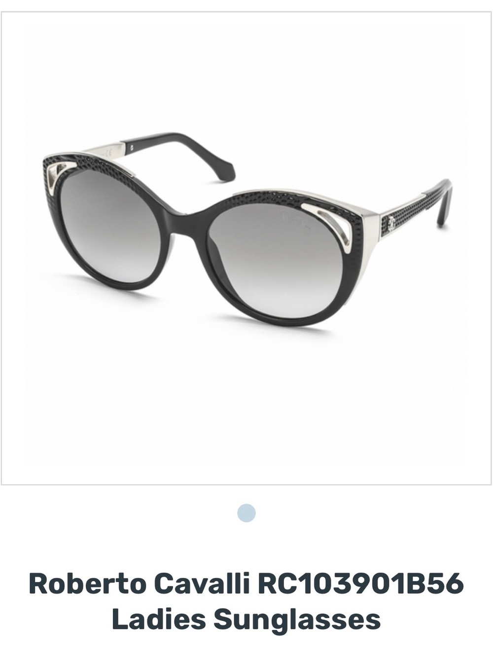 Roberto Cavalli .New. Black Frame with Gray Gradient Lenses Cat-Eye Sunglasses